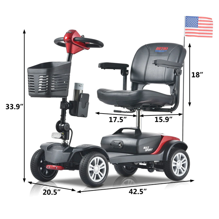 Metro Mobility - Max Sport Electric Mobility Scooter - 4.97 MPH, 10 Mile Range, 300W, 24V 12Ah