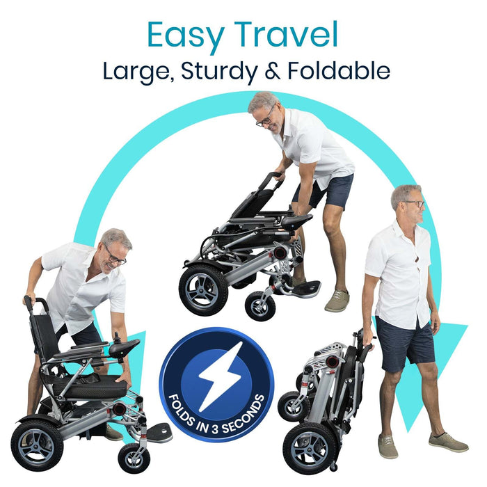 Vive Health - Power Wheelchair Foldable Long Range Transport Aid