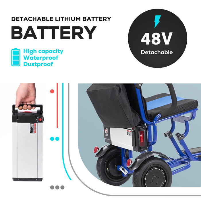 Culver Mobility - COUGAR Folding Electric Mobility Scooter 3 Wheel Lightweight Portable Power Travel Scooters