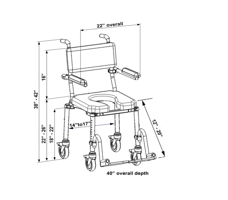 Nuprodx - MC4000 Roll-In Transport Shower Commode Chair