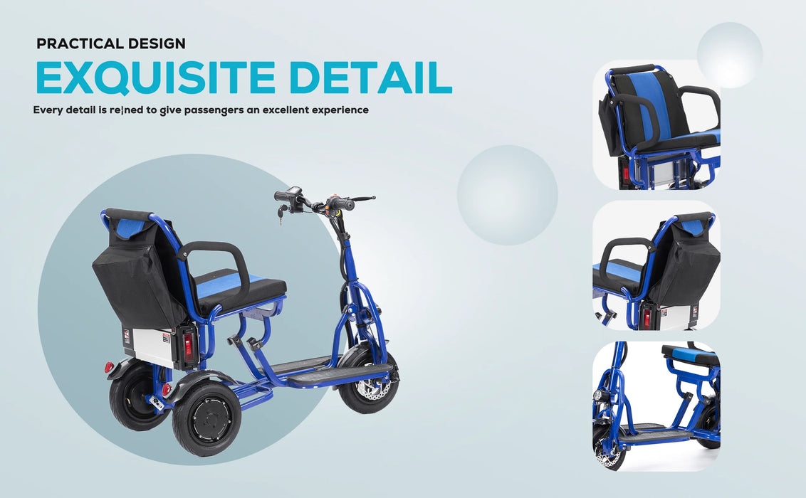 Culver Mobility - COUGAR Folding Electric Mobility Scooter 3 Wheel Lightweight Portable Power Travel Scooters