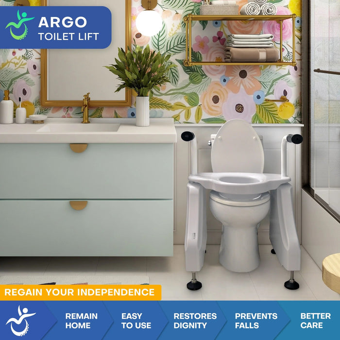 Mobile PatientLift - ArGo Electric Toilet Seat Lift – Safe, Whisper-Quiet Bathroom Support with Adjustable Height, Universal Fit, and Independence - Boosting Features