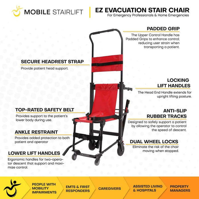 Mobile StairLift - EZ Evacuation Stair Chair, Lightweight Emergency Rescue Solution