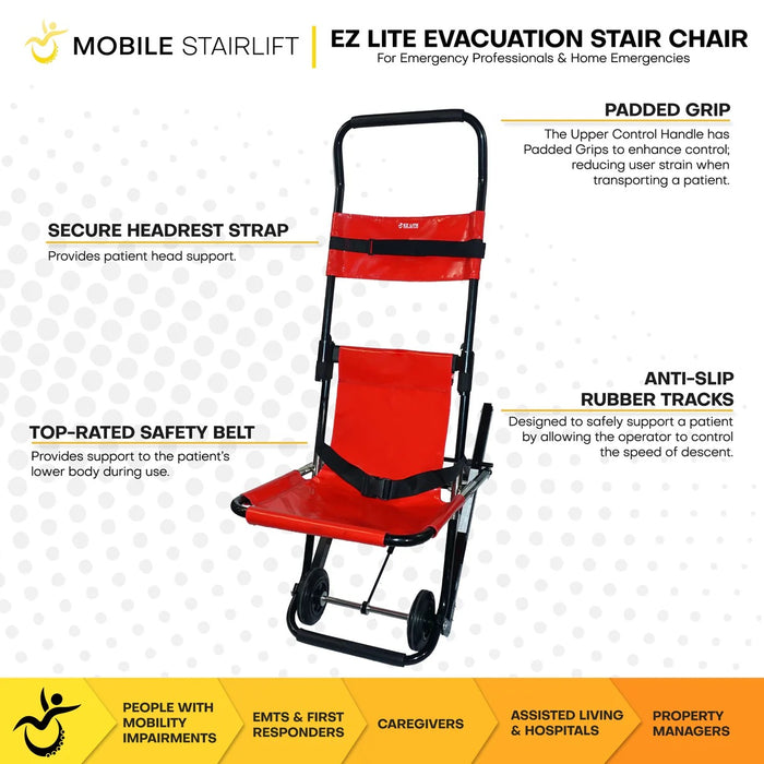 Mobile StairLift - EZ Lite Evacuation Chair, Lightweight Emergency Stair Chair