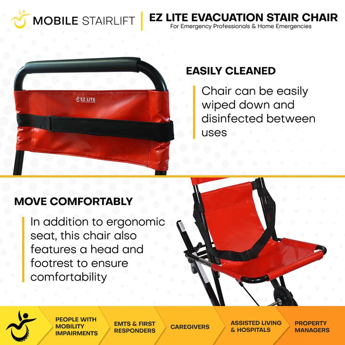 Mobile StairLift - EZ Lite Evacuation Chair, Lightweight Emergency Stair Chair