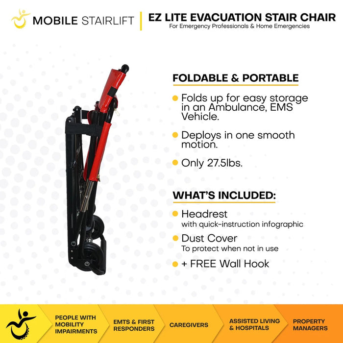 Mobile StairLift - EZ Lite Evacuation Chair, Lightweight Emergency Stair Chair