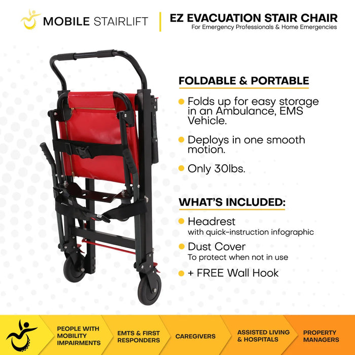 Mobile StairLift - EZ Evacuation Stair Chair, Lightweight Emergency Rescue Solution