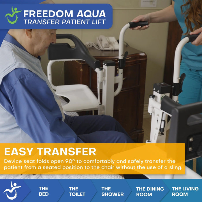 Mobile PatientLift - Freedom Aqua Waterproof Transfer Patient Lift – Lightweight, Adjustable Height, Portable, and Sling Free Electric Patient Lift