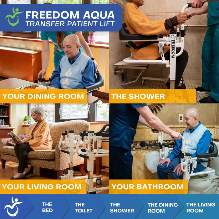 Mobile PatientLift - Freedom Aqua Waterproof Transfer Patient Lift – Lightweight, Adjustable Height, Portable, and Sling Free Electric Patient Lift