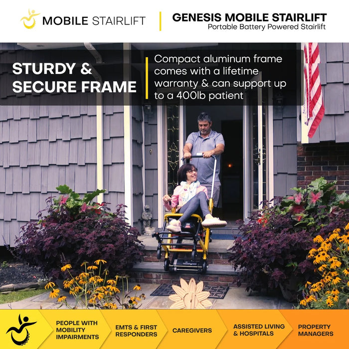 Mobile StairLift - Genesis Mobile Stairlift FDA Approved Portable Stair Chair with 400 lb Capacity and Anti-Slip Ultra Grip Tracks