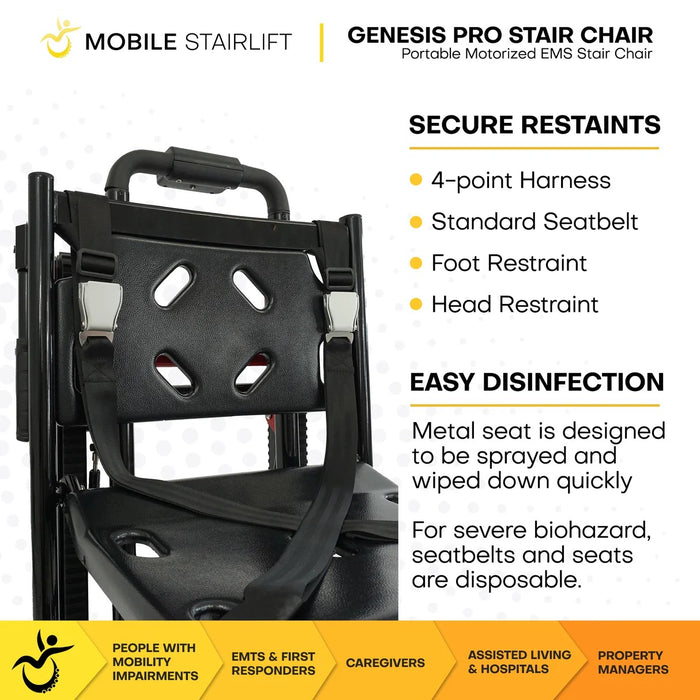 Mobile StairLift  - Genesis Mobile Stairlift FDA Approved Portable Stair Chair with 400 lb Capacity and Anti-Slip Ultra Grip Tracks