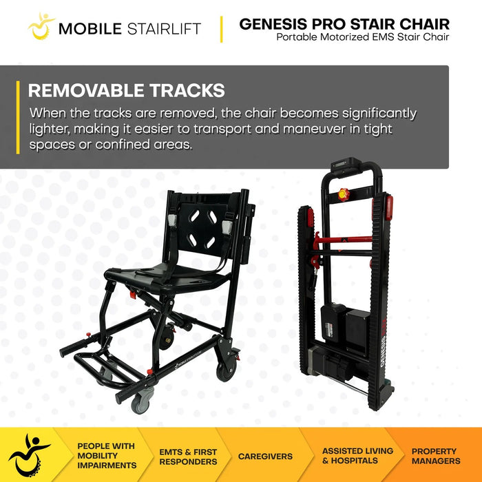 Mobile StairLift  - Genesis Mobile Stairlift FDA Approved Portable Stair Chair with 400 lb Capacity and Anti-Slip Ultra Grip Tracks