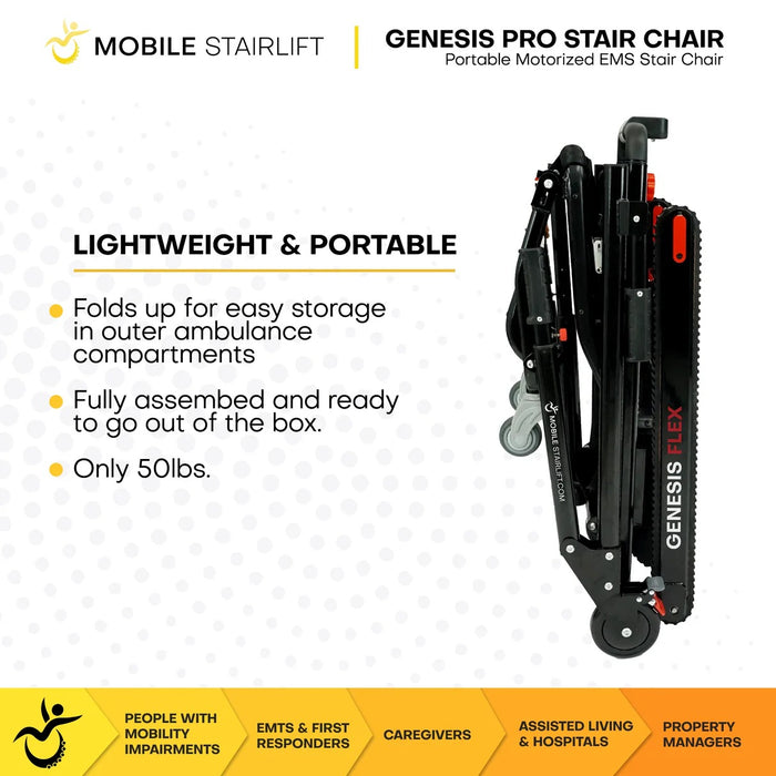 Mobile StairLift  - Genesis Mobile Stairlift FDA Approved Portable Stair Chair with 400 lb Capacity and Anti-Slip Ultra Grip Tracks