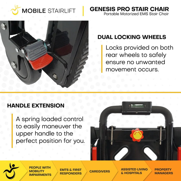 Mobile StairLift  - Genesis Mobile Stairlift FDA Approved Portable Stair Chair with 400 lb Capacity and Anti-Slip Ultra Grip Tracks