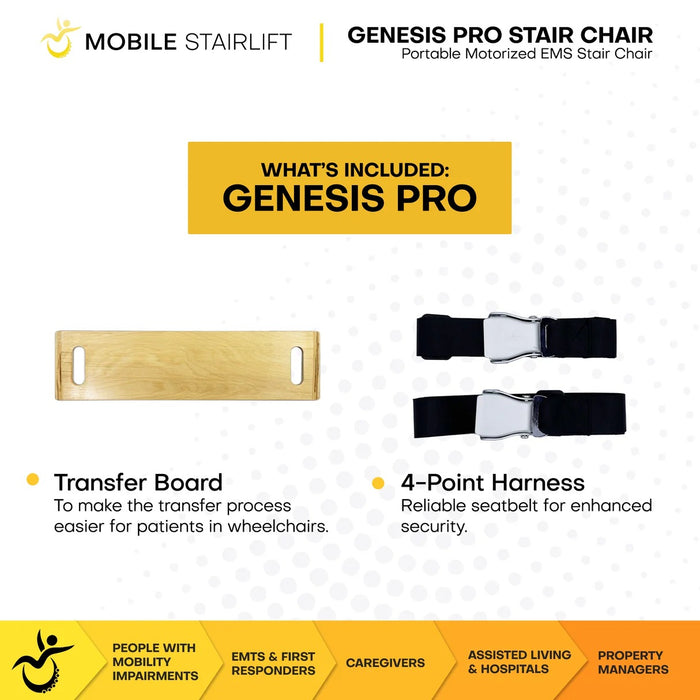 Mobile StairLift  - Genesis Mobile Stairlift FDA Approved Portable Stair Chair with 400 lb Capacity and Anti-Slip Ultra Grip Tracks