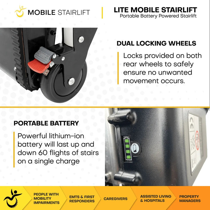 Mobile StairLift – LITE Mobile Stairlift Ultra Lightweight, Portable Stair Chair with Battery-Powered Operation