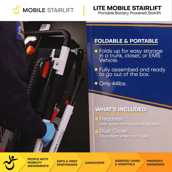 Mobile StairLift – LITE Mobile Stairlift Ultra Lightweight, Portable Stair Chair with Battery-Powered Operation