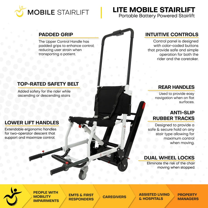 Mobile StairLift – LITE Mobile Stairlift Ultra Lightweight, Portable Stair Chair with Battery-Powered Operation