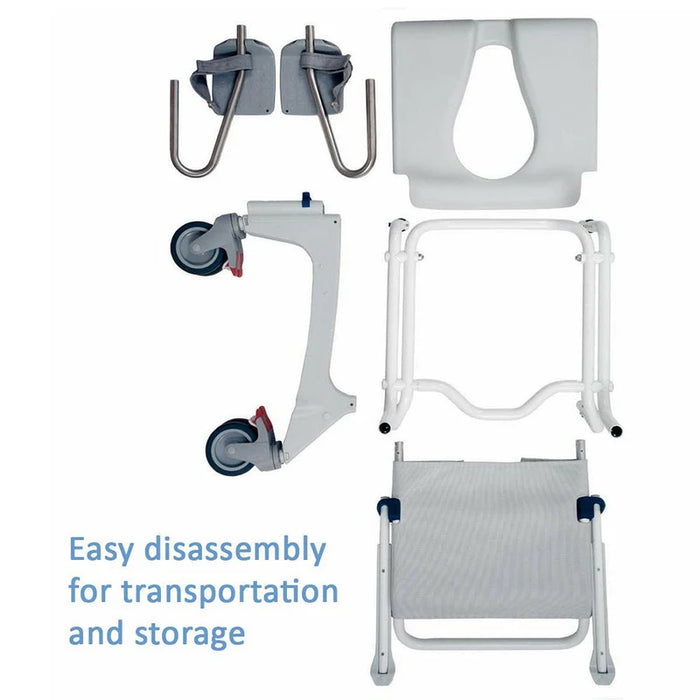 Invacare Aquatic Ocean Ergo Premium Mobile Shower and Commode Chair with Self Propel - OCEANERGOSP