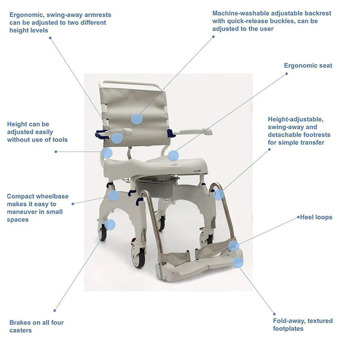 Invacare Aquatic Ocean Ergo Premium Mobile Shower and Commode Chair - OCEANERGO