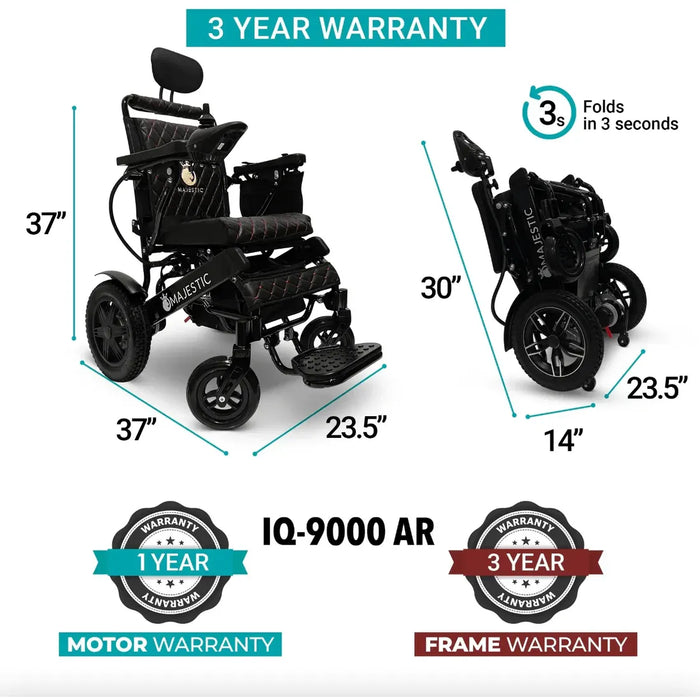 ComfyGo - Majestic IQ-9000 PLUS (20"Seat Width) Long Range Folding Electric Wheelchair With Optional Auto-Recline