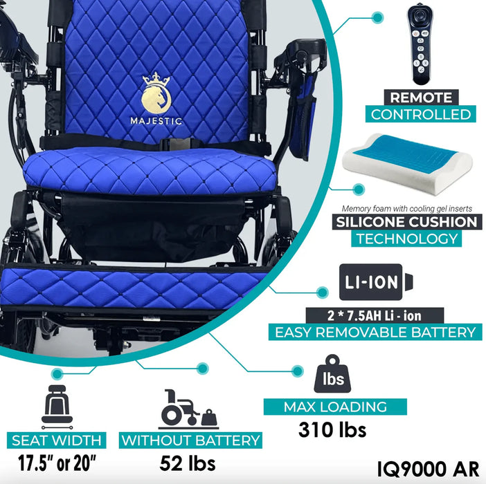 ComfyGo - Majestic IQ-9000 Long Range Folding Electric Wheelchair With Optional Auto-Recline