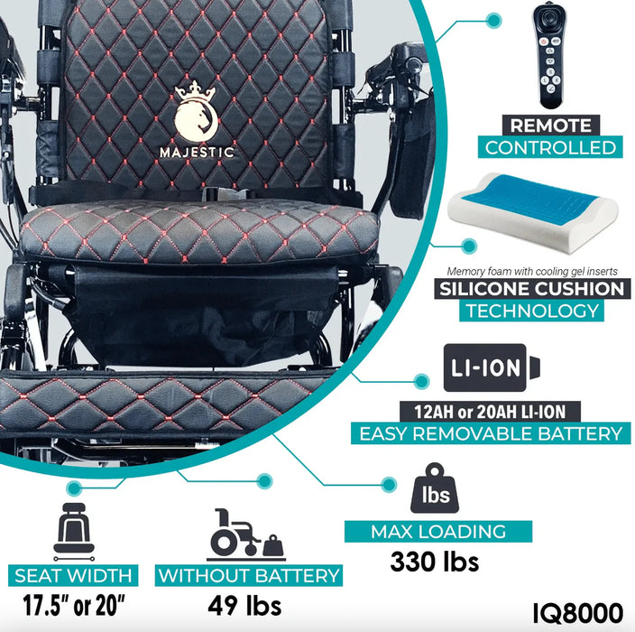 ComfyGo - Majestic IQ-8000  PLUS (20" Seat") Remote Controlled Folding Lightweight Electric Wheelchair