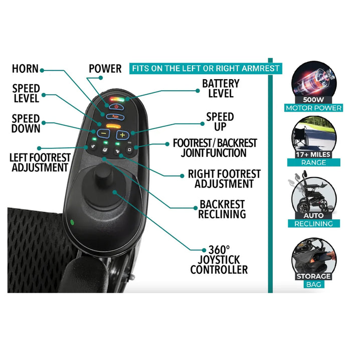 ComfyGo - X-9 Remote Controlled Electric Wheelchair With Automatic Recline