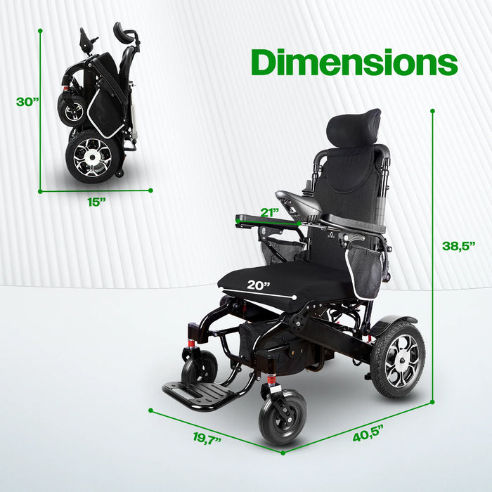 Culver Mobility - SHAWK Reclining Folding Electric Wheelchair 500W Motor,330 lbs-13 miles