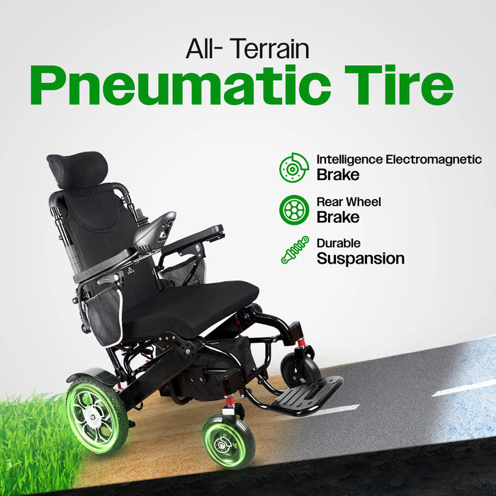 Culver Mobility - SHAWK Reclining Folding Electric Wheelchair 500W Motor,330 lbs-13 miles