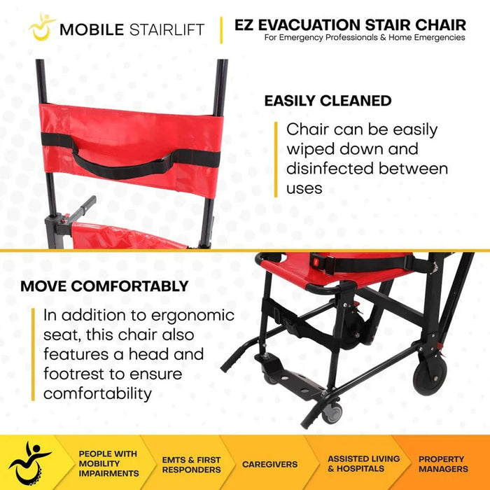 Mobile StairLift - EZ Evacuation Stair Chair, Lightweight Emergency Rescue Solution