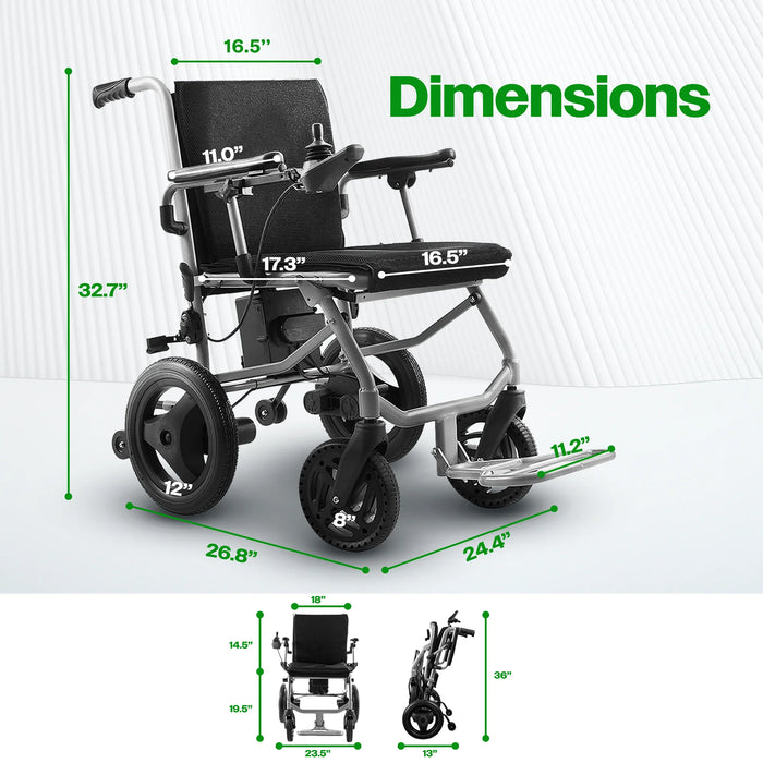 Culver Mobility - KANO Lightweight Foldable Electric Wheelchair, Travel Size, User-Friendly