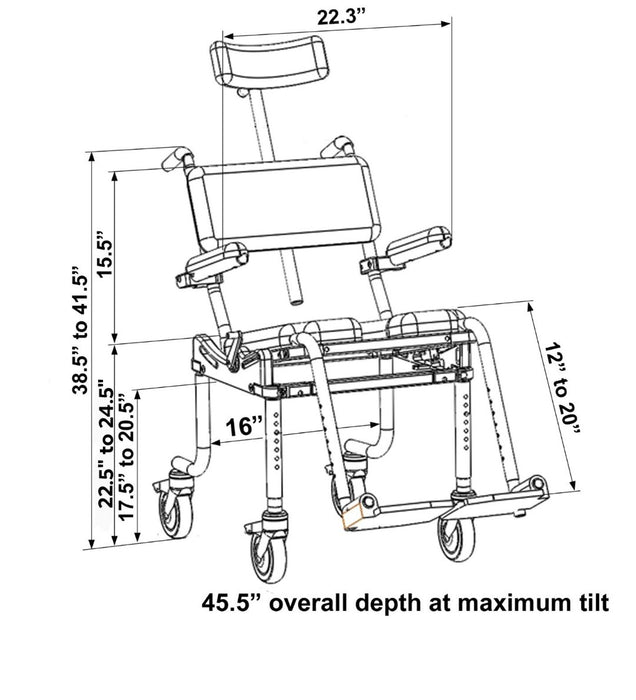 Nuprodx - MC4000Tilt Shower Commode Chair With Tilt-In-Space