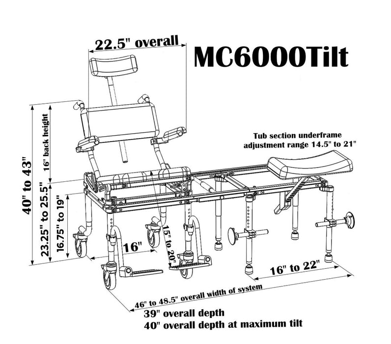 Nuprodx - MC6000Tilt Commode Chair With Tub Access Slider And Tilt-In-Space